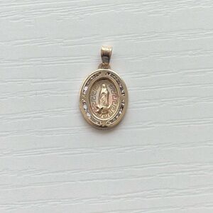 Tricolor Pendant of the Rose of Guadalupe 14k Real Gold.